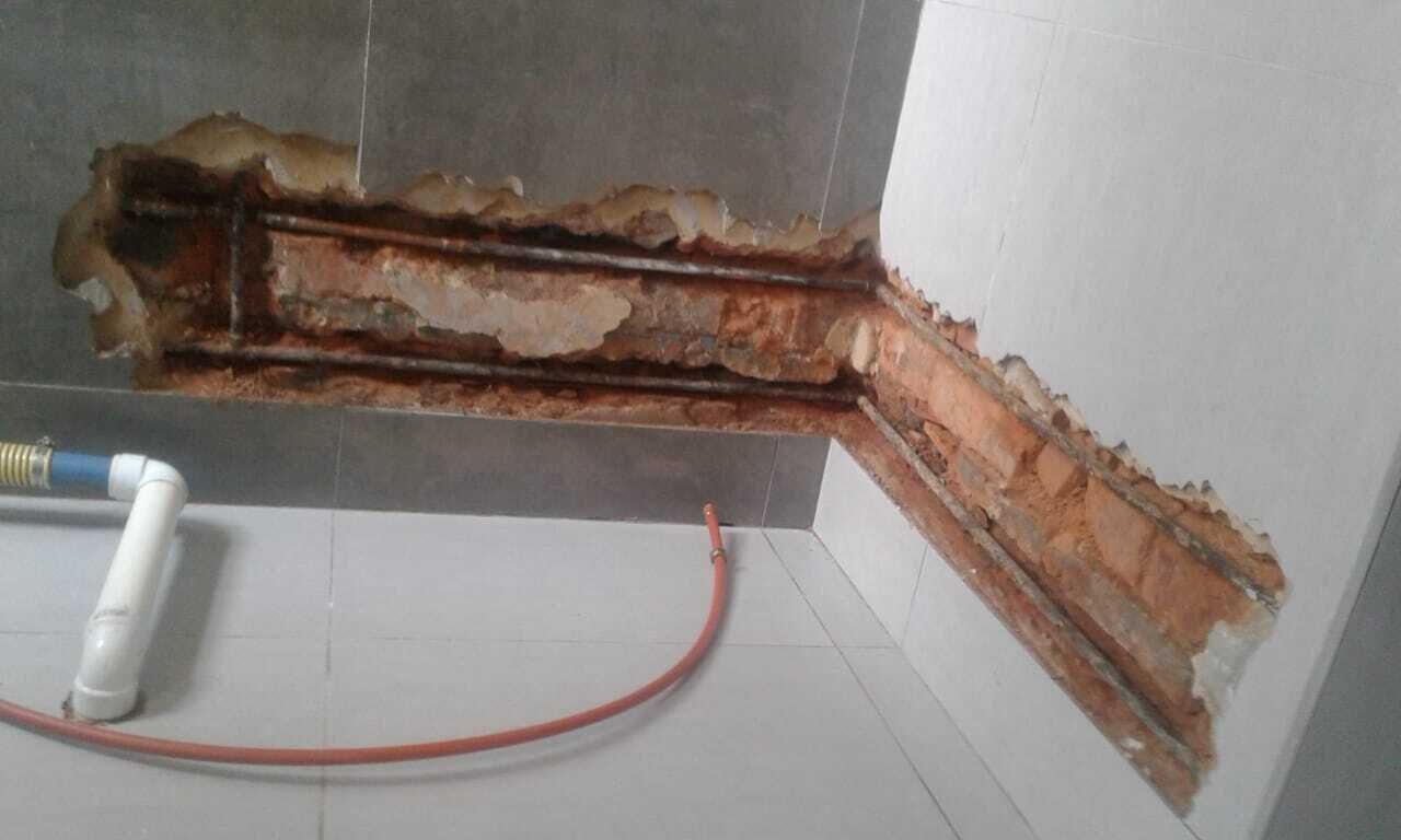 Bath 1 Burst Pipe repair BEFORE
