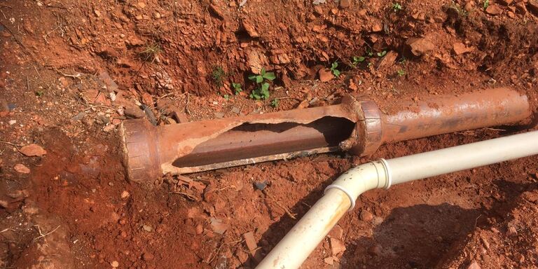 BEFORE Earthernware pipe damged by contractor Alpha to replace
