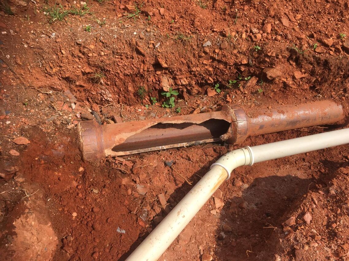 BEFORE Earthernware pipe damged by contractor Alpha to replace