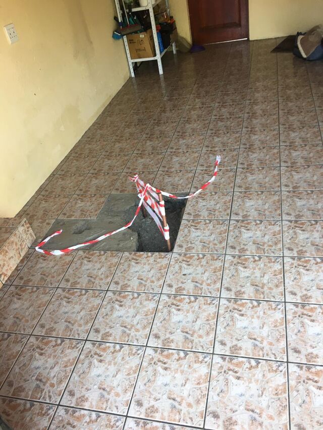 BEFORE Burst pipe excavation and repair